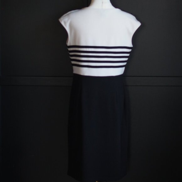 Spence | Black & White Ponte Dress w Stripes - Picture 7 of 7